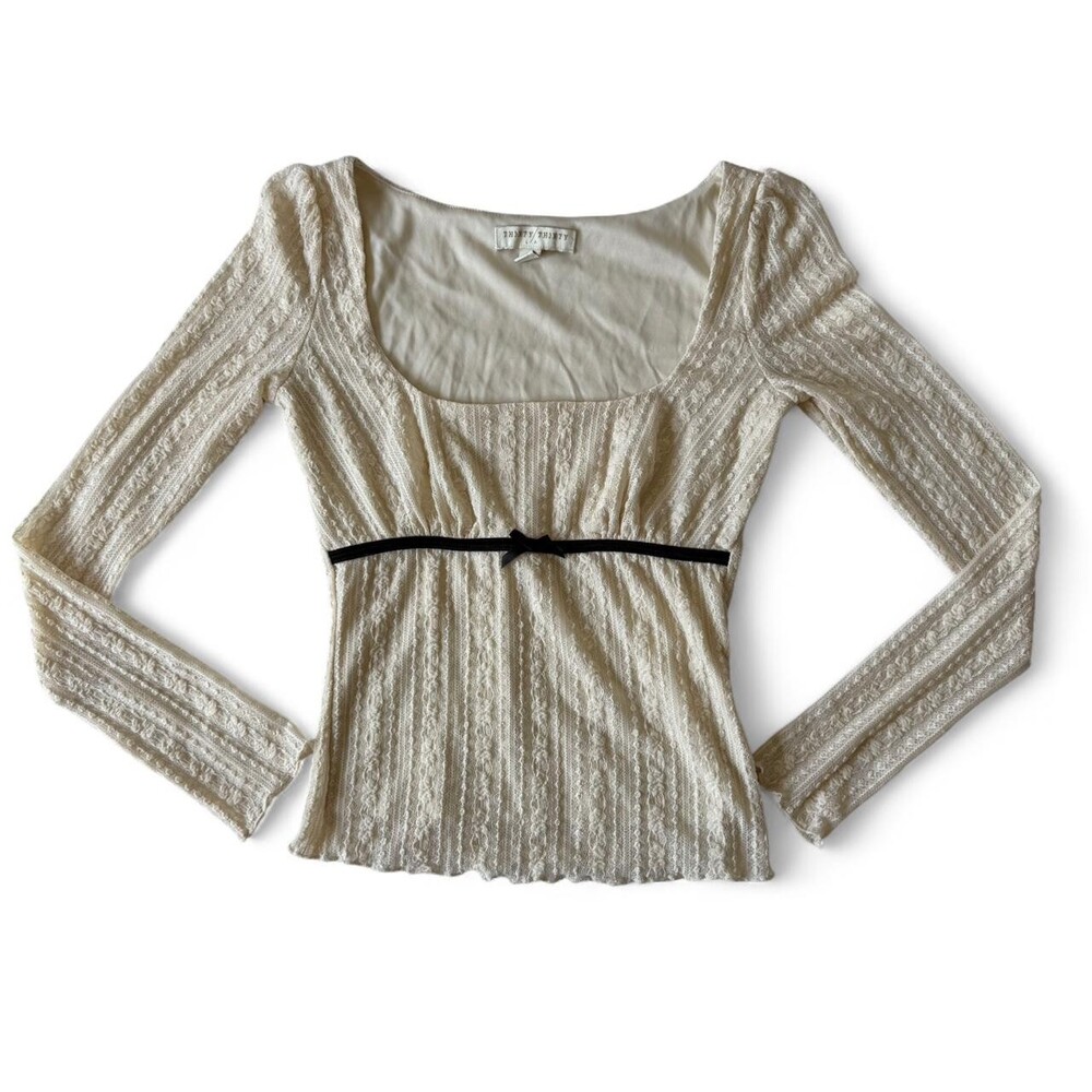 Women's Cream and White Shirt